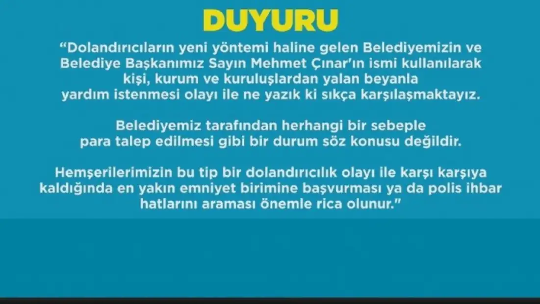 Dolandırıcılara karşı dikkat !