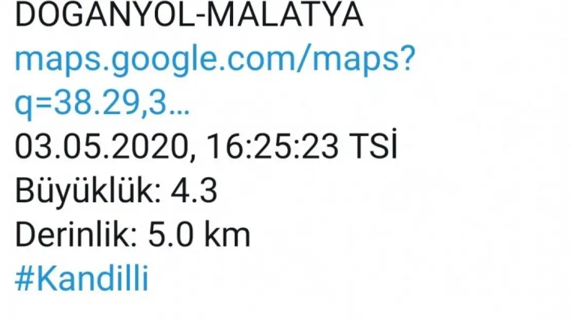 Malatya'da Deprem