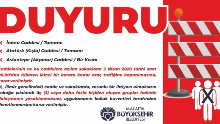 Caddeler araç trafiğine kapatıldı