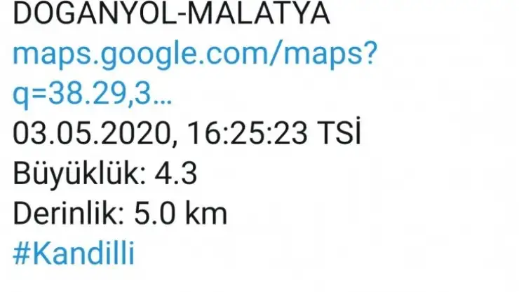 Malatya'da Deprem